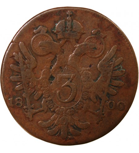 AUTRICHE, FRANÇOIS II - 3 KREUZER 1800 B KREMNITZ