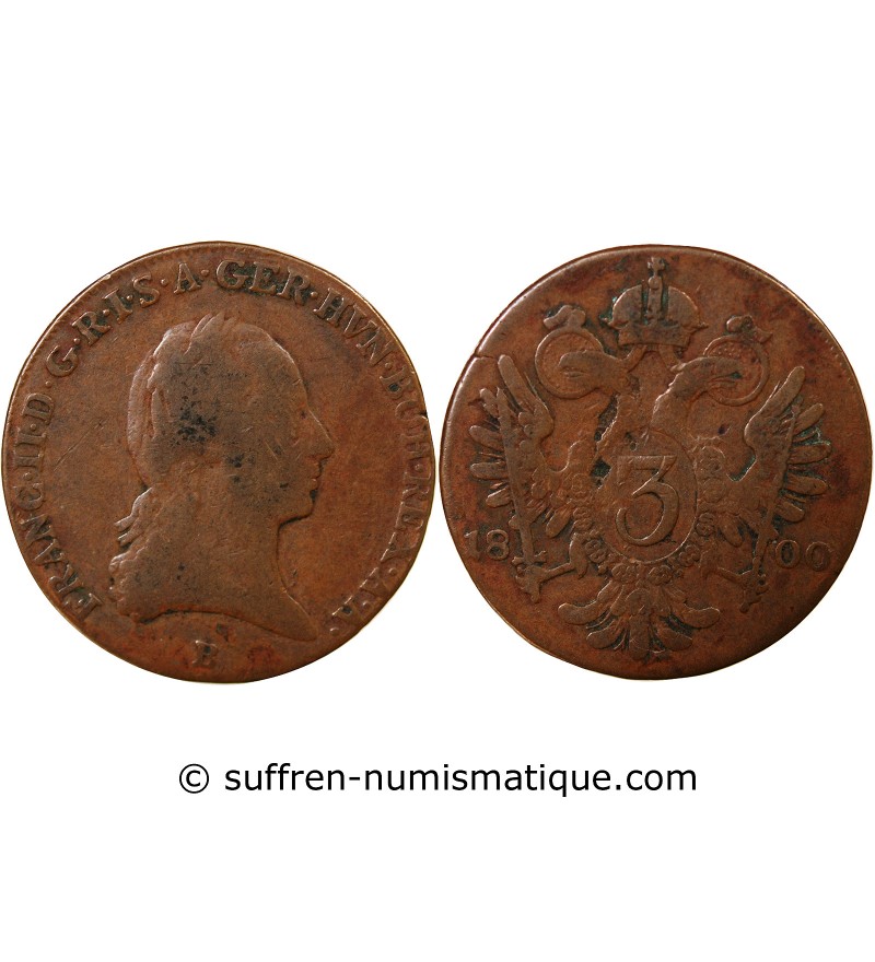AUTRICHE, FRANÇOIS II - 3 KREUZER 1800 B KREMNITZ