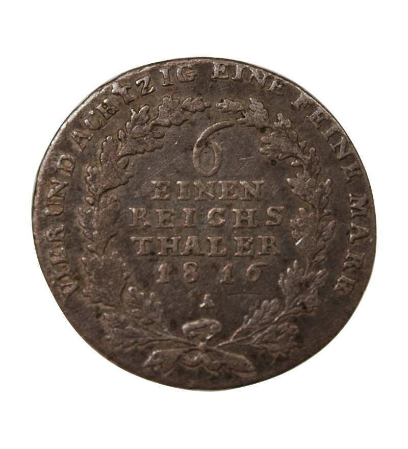 ALLEMAGNE, PRUSSE, FRIEDRICH WILHELM III - 1/6 THALER 1816 A BERLIN
