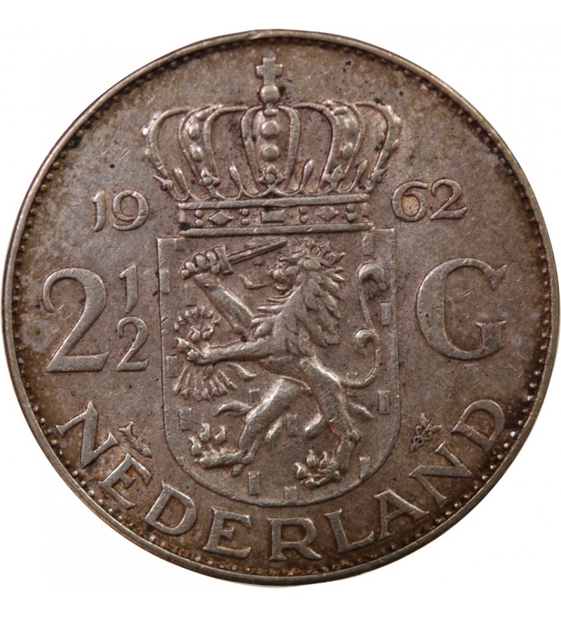 PAYS-BAS, JULIANA - 2 1/2 GULDEN ARGENT 1962