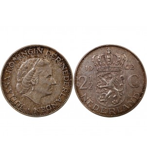 PAYS-BAS, JULIANA - 2 1/2 GULDEN ARGENT 1962 2