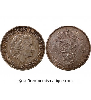 PAYS-BAS, JULIANA - 2 1/2 GULDEN ARGENT 1962