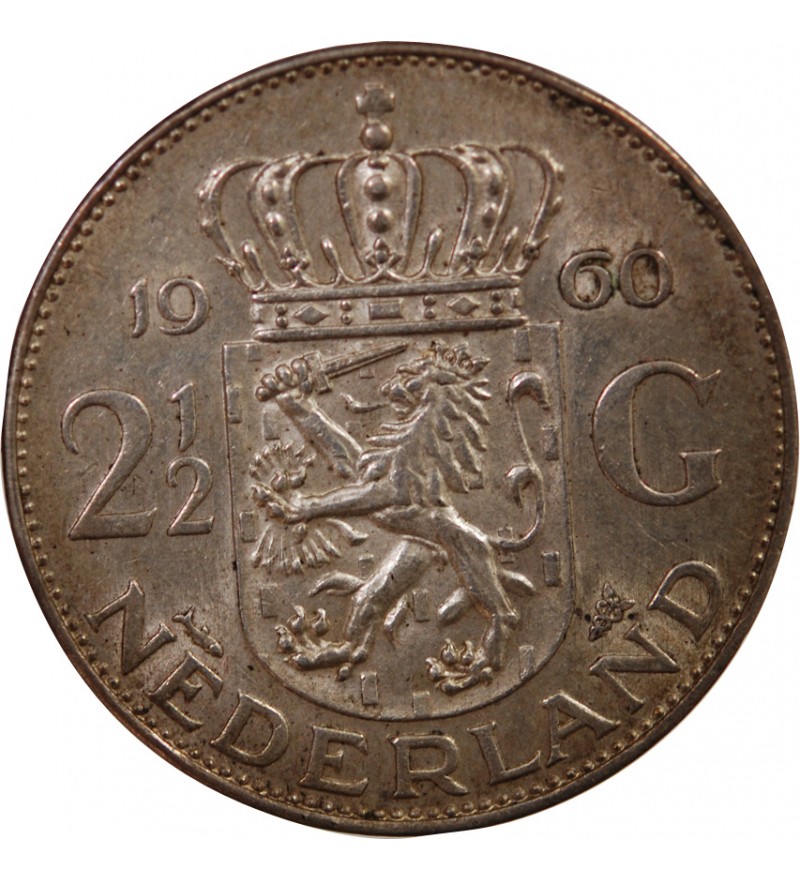 PAYS-BAS, JULIANA - 2 1/2 GULDEN ARGENT 1960