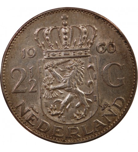 PAYS-BAS, JULIANA - 2 1/2 GULDEN ARGENT 1960