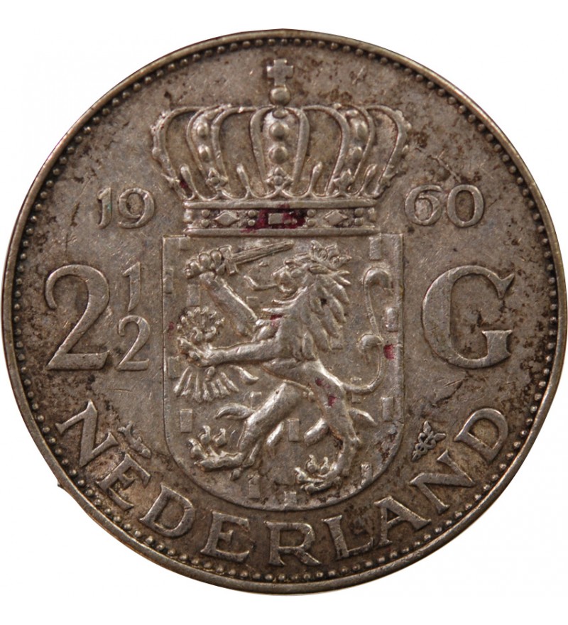 PAYS-BAS, JULIANA - 2 1/2 GULDEN ARGENT 1960
