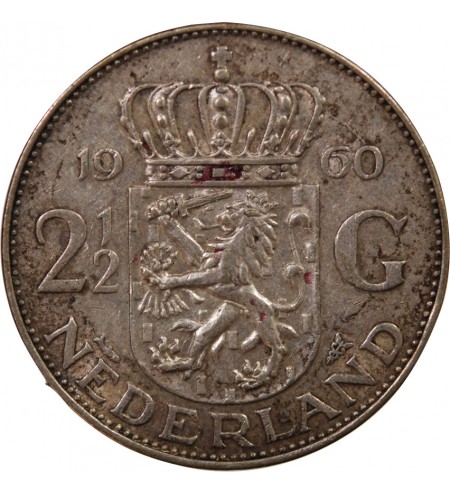 PAYS-BAS, JULIANA - 2 1/2 GULDEN ARGENT 1960