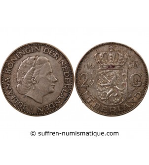 PAYS-BAS, JULIANA - 2 1/2 GULDEN ARGENT 1960