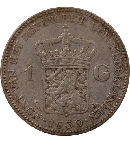 PAYS-BAS, WILHELMINA - 1 GULDEN ARGENT 1930
