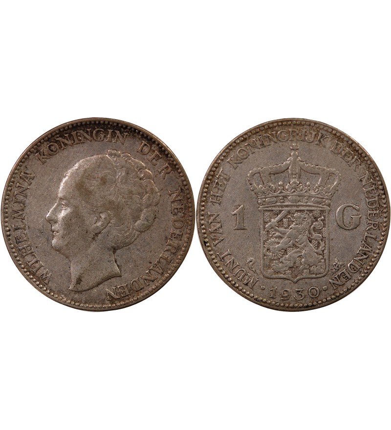 PAYS-BAS, WILHELMINA - 1 GULDEN ARGENT 1930