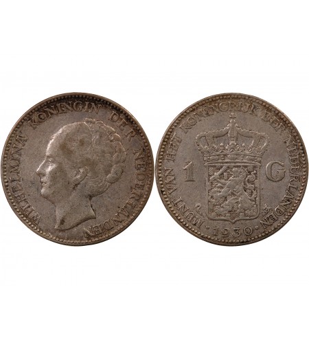 PAYS-BAS, WILHELMINA - 1 GULDEN ARGENT 1930