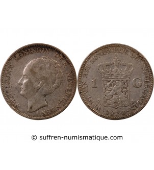 PAYS-BAS, WILHELMINA - 1 GULDEN ARGENT 1930