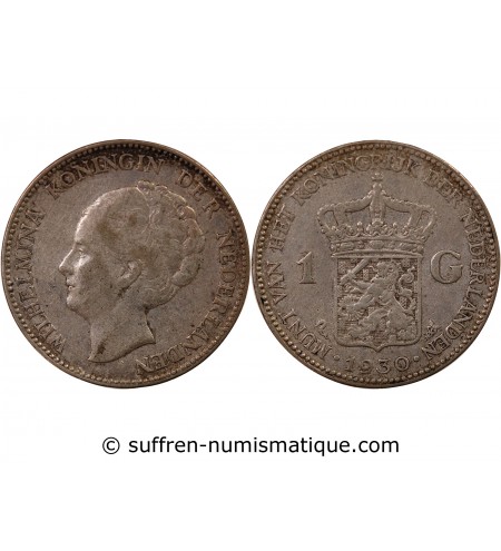 PAYS-BAS, WILHELMINA - 1 GULDEN ARGENT 1930