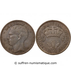 BELGIQUE, LEOPOLD III - 20 FRANCS ARGENT 1932