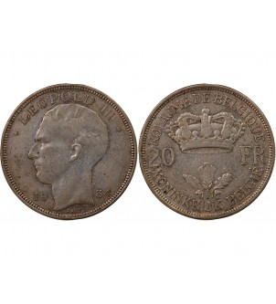 BELGIQUE, LEOPOLD III - 20 FRANCS ARGENT 1932 2