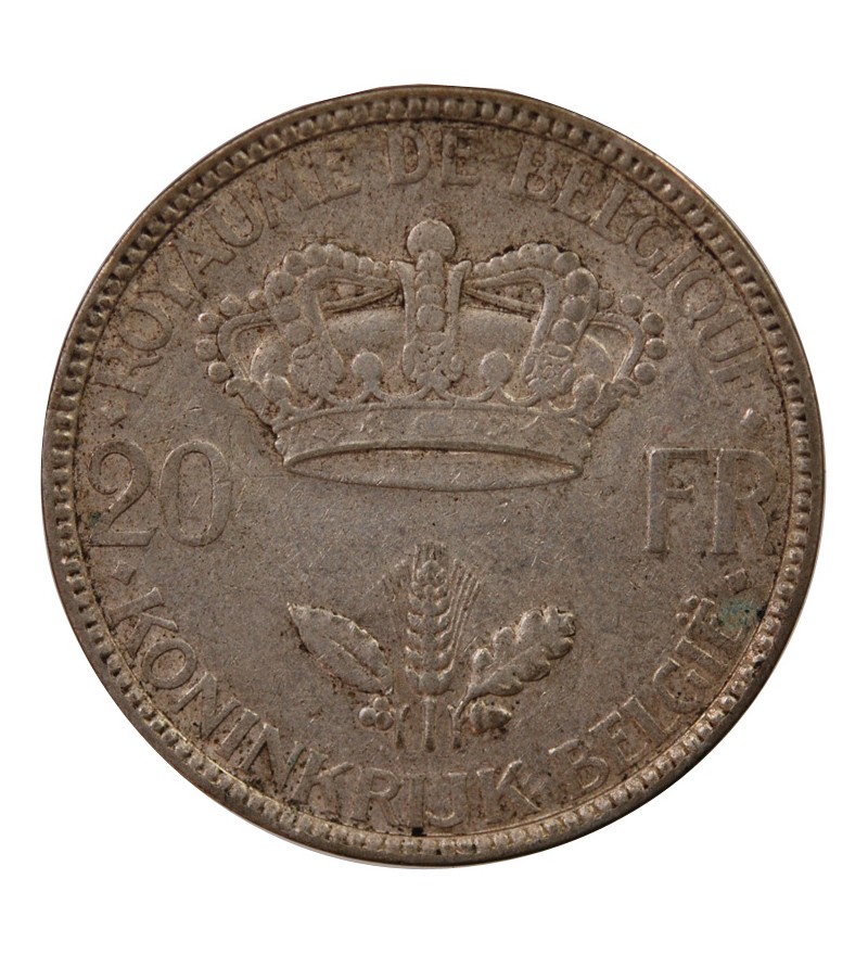 BELGIQUE, LEOPOLD III - 20 FRANCS ARGENT 1935