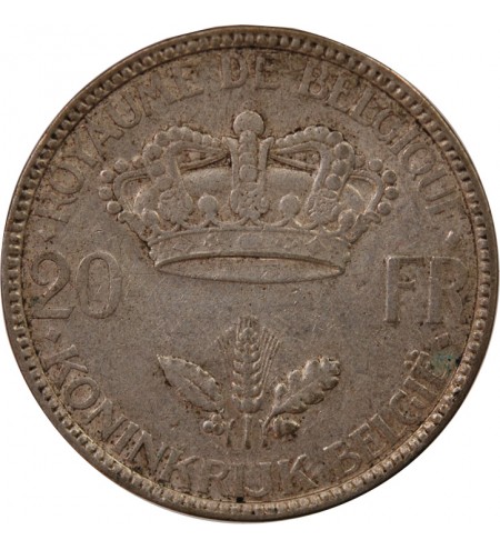 BELGIQUE, LEOPOLD III - 20 FRANCS ARGENT 1935