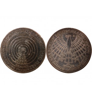 ALLEMAGNE - 5 MARK ARGENT 1973 J HAMBOURG - NICOLAS COPERNIC 2