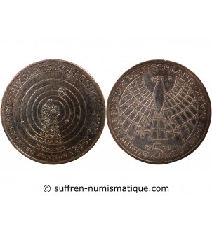 ALLEMAGNE - 5 MARK ARGENT 1973 J HAMBOURG - NICOLAS COPERNIC