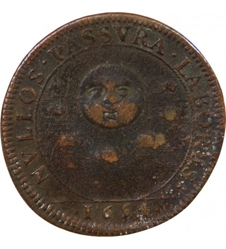 ANNE D'AUTRICHE, LE VEUVAGE  - JETON CUIVRE 1654