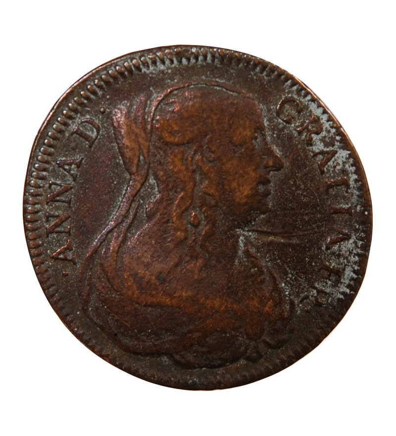 ANNE D'AUTRICHE, LE VEUVAGE  - JETON CUIVRE 1654