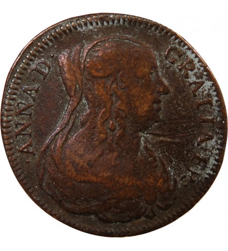 ANNE D'AUTRICHE, LE VEUVAGE  - JETON CUIVRE 1654
