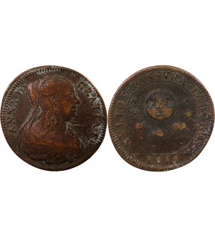 ANNE D'AUTRICHE, LE VEUVAGE  - JETON CUIVRE 1654 2