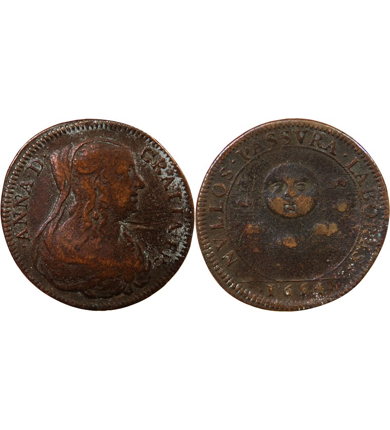 ANNE D'AUTRICHE, LE VEUVAGE  - JETON CUIVRE 1654