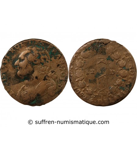 REVOLUTION FRANCAISE, CONSTITUTION - 12 DENIERS 1792 T NANTES