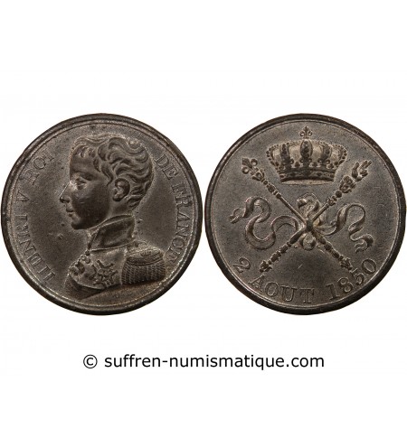 HENRI V, ROI DE FRANCE - MEDAILLE ETAIN 1830
