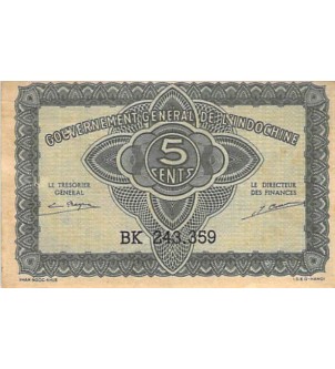 INDOCHINE - 5 CENTS 1942 - TTB