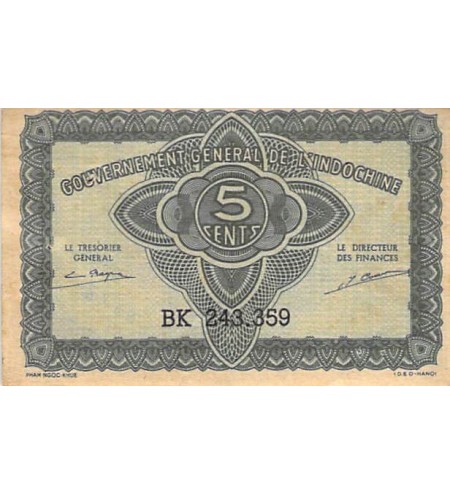 INDOCHINE - 5 CENTS 1942 - TTB