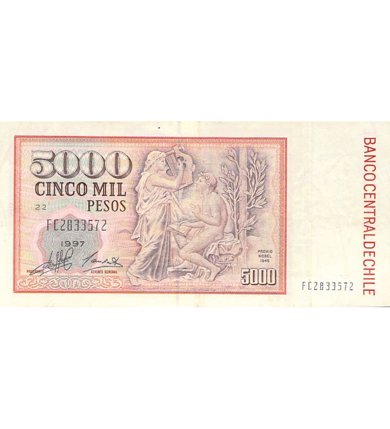 CHILI, GABRIELA MISTRAL - 5000 PESOS 1997 - PTTB