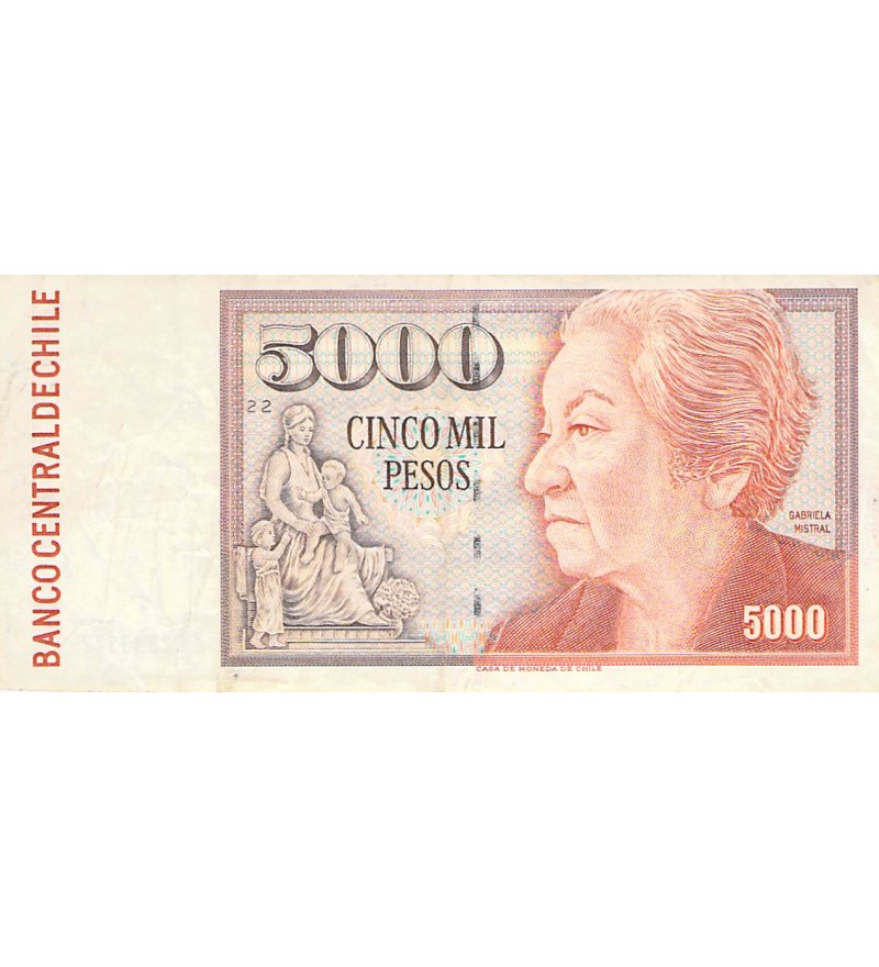 CHILI, GABRIELA MISTRAL - 5000 PESOS 1997 - PTTB