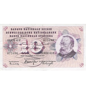 SUISSE, GOTTFRIED KELLER - 10 FRANCS 21/01/1965 - TTB