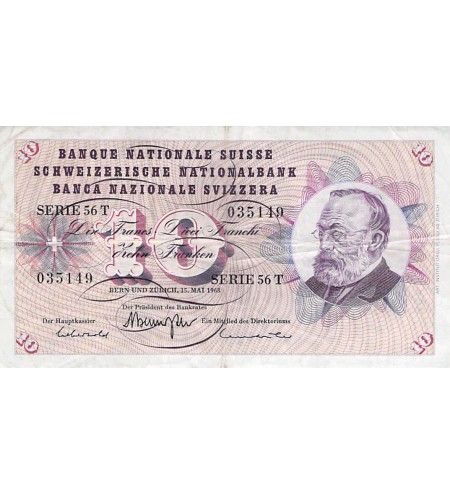 SUISSE, GOTTFRIED KELLER - 10 FRANCS 15/05/1968 - TB+