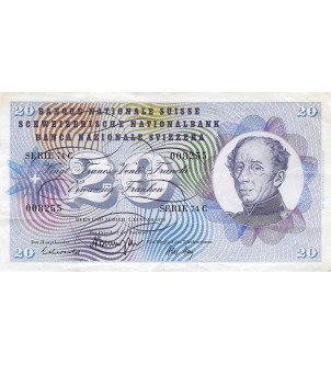 SUISSE, GENERAL DUFOUR - 20 FRANCS 05/01/1970 - PTTB 2