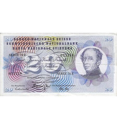 SUISSE, GENERAL DUFOUR - 20 FRANCS 05/01/1970 - TB+