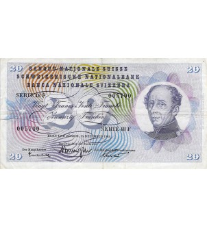 SUISSE, GENERAL DUFOUR - 20 FRANCS 23/12/1965 - TB+