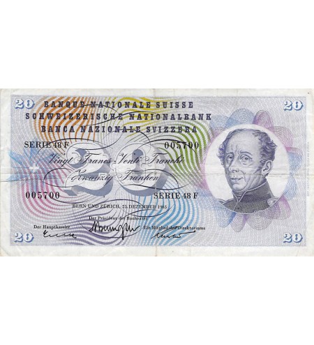 SUISSE, GENERAL DUFOUR - 20 FRANCS 23/12/1965 - TB+