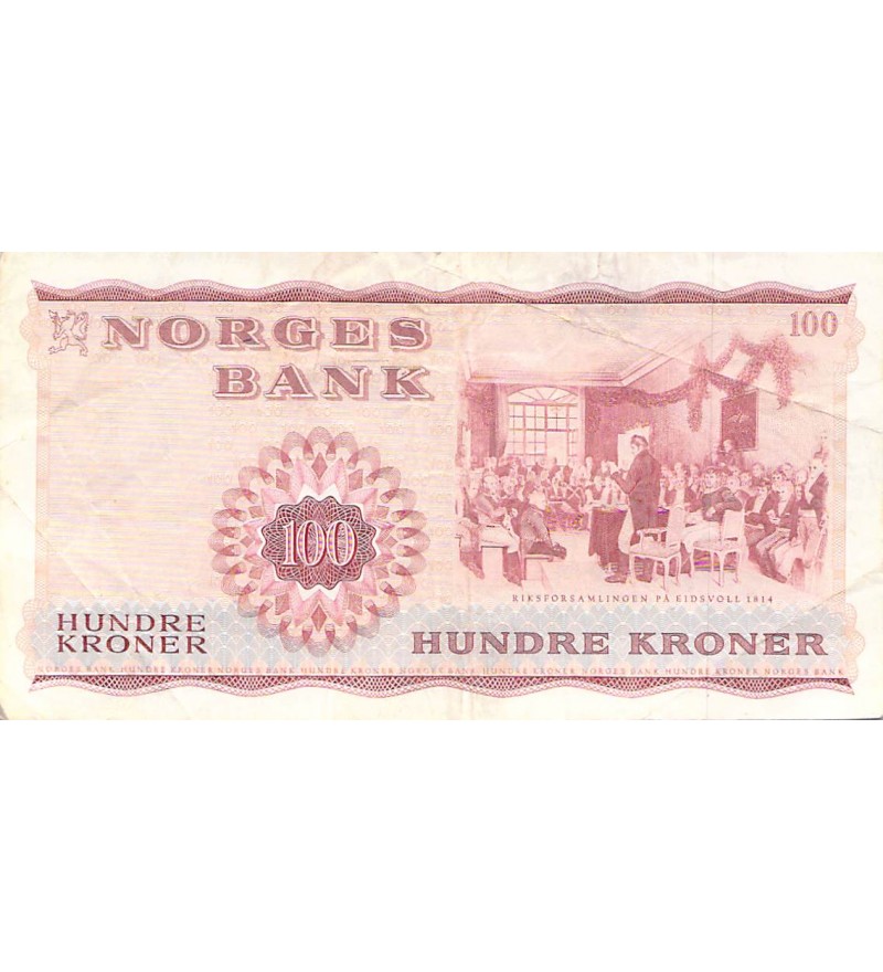 NORVEGE, HENRIK WERGELAND - 100 KRONER 1977 - TB+