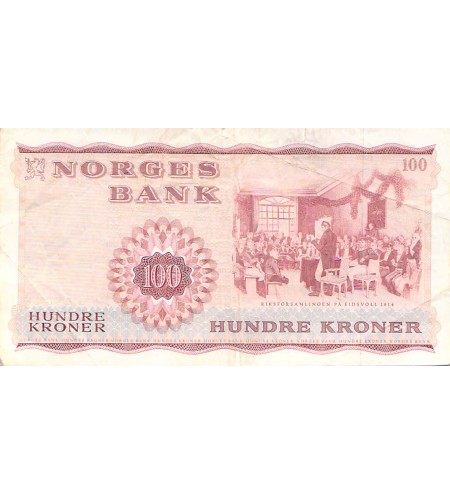 NORVEGE, HENRIK WERGELAND - 100 KRONER 1977 - TB+