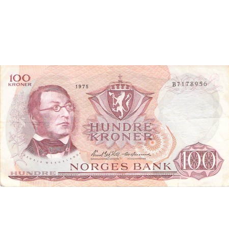 NORVEGE, HENRIK WERGELAND - 100 KRONER 1975 - TB+