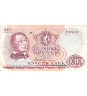 NORVEGE, HENRIK WERGELAND - 100 KRONER 1975 - TB+ 2