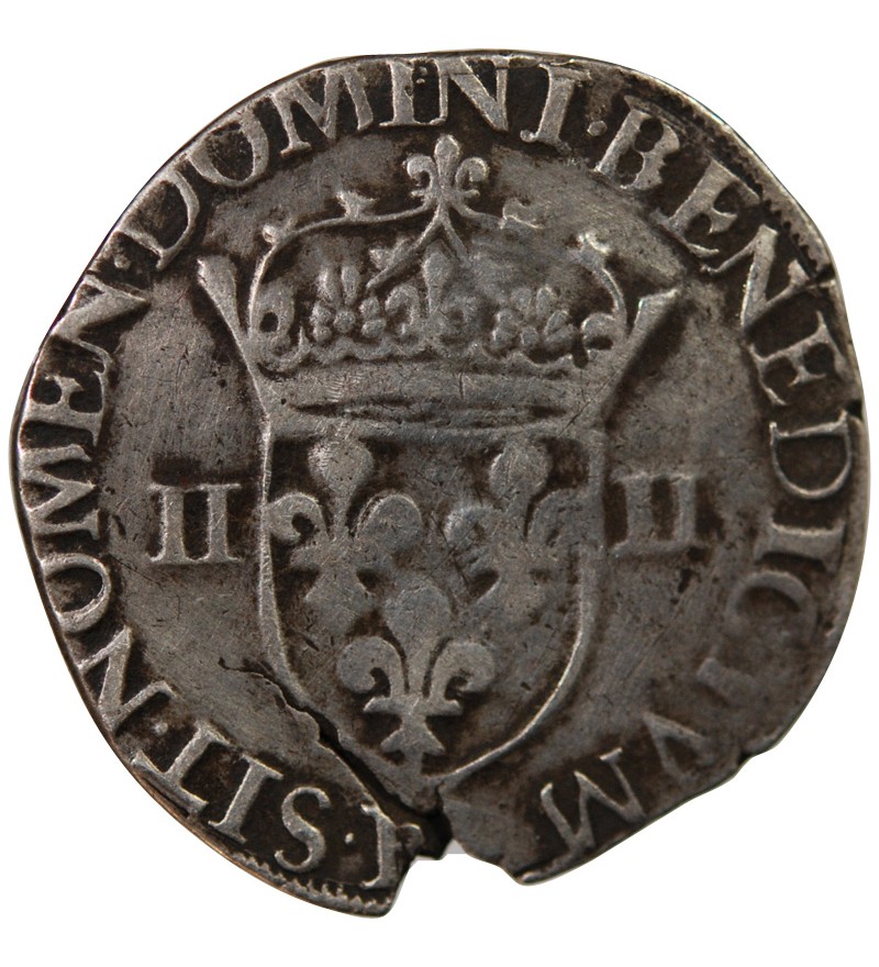 HENRI III - 1/4 ECU ARGENT 1580 H LA ROCHELLE