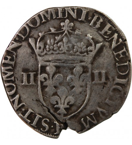 HENRI III - 1/4 ECU ARGENT 1580 H LA ROCHELLE