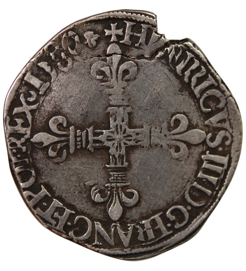 HENRI III - 1/4 ECU ARGENT 1580 H LA ROCHELLE