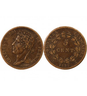 COLONIES FRANCAISES, CHARLES X - 5 CENTIMES 1829 A PARIS 2