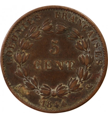 COLONIES FRANCAISES, LOUIS-PHILIPPE - 5 CENTIMES 1844 A PARIS