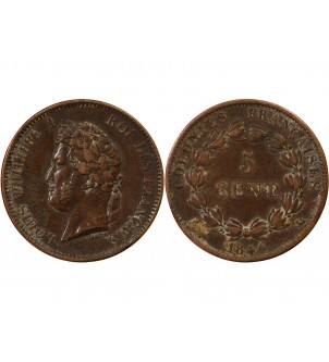 COLONIES FRANCAISES, LOUIS-PHILIPPE - 5 CENTIMES 1844 A PARIS 2