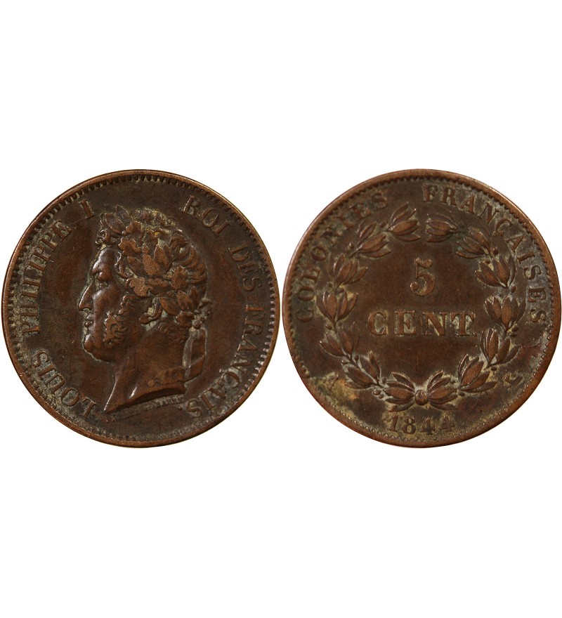 COLONIES FRANCAISES, LOUIS-PHILIPPE - 5 CENTIMES 1844 A PARIS